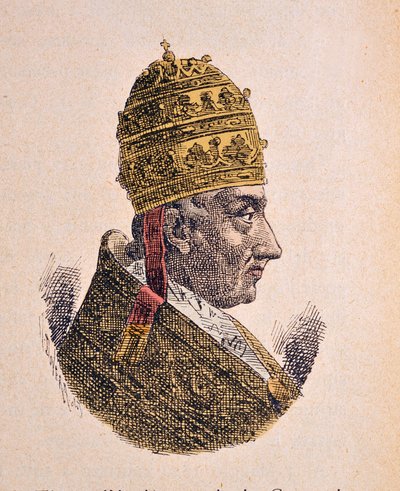 Retrato del Papa León XII (1823-1829) (grabado con coloración posterior) de Italian School